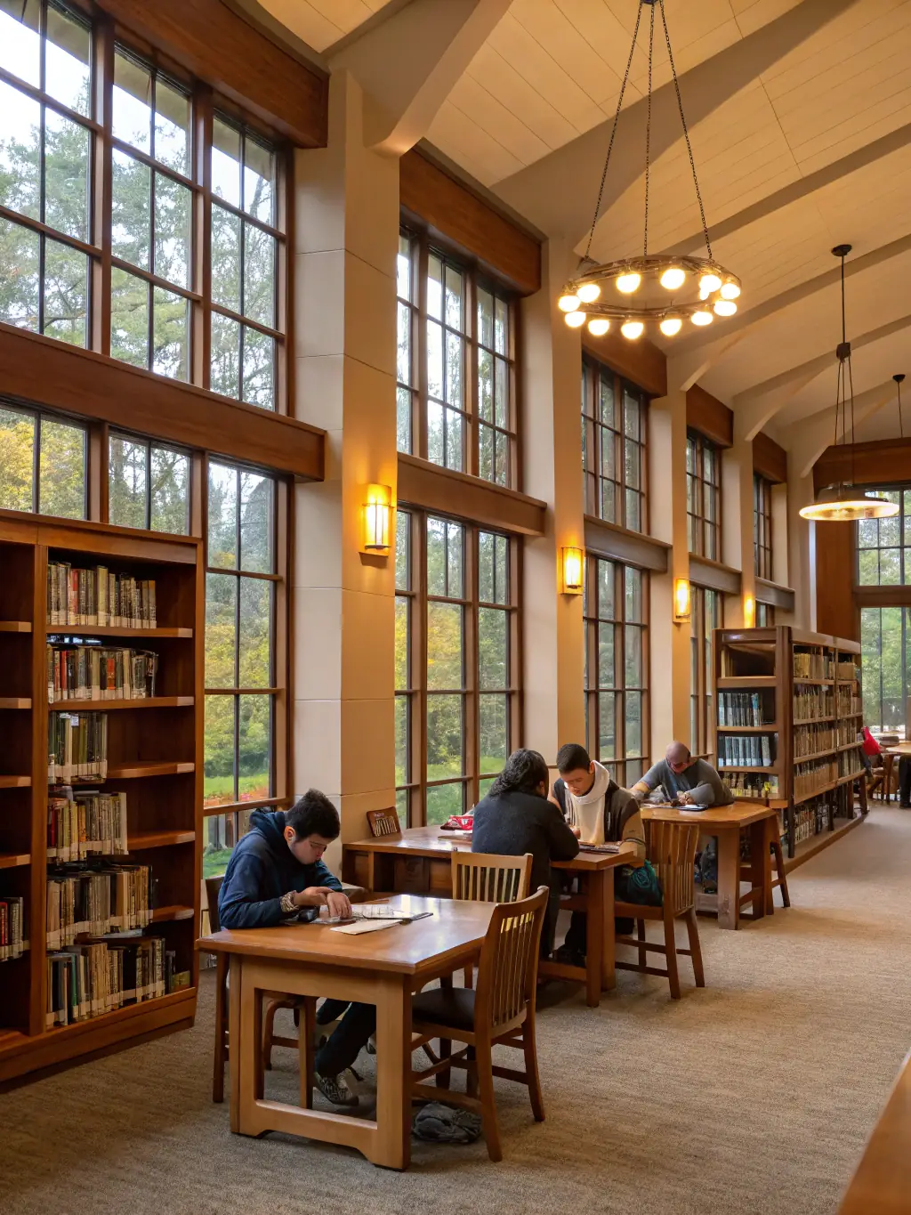 A wide shot of the Adair County Historical Society's library, filled with shelves of books, maps, and other historical resources.
